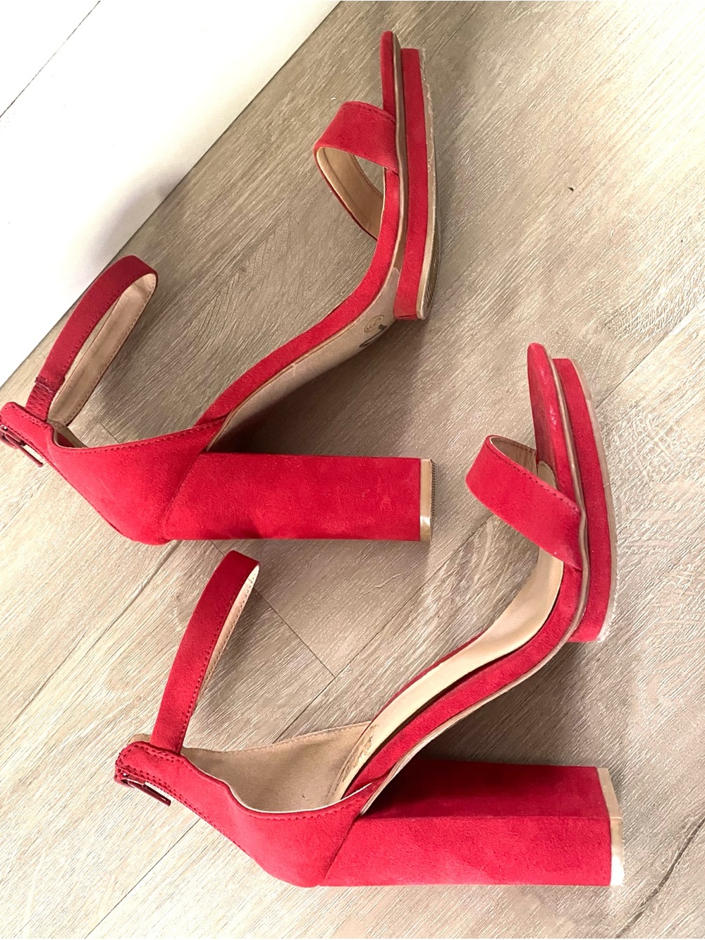 Women's Red Block Heel Sandals